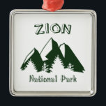Ornement Carré Argenté Parc national de Zion<br><div class="desc">Zion National Park dans le sud de l'Utah est l'un des plus beaux parcs du système américain.</div>