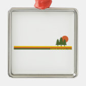 Ornement Carré Argenté Parc national Exmoor Pine Trees Soleil (Devant)