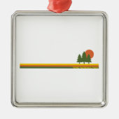 Ornement Carré Argenté Parc national Yoho Pine Trees Soleil (Devant)