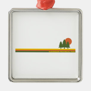 Ornement Carré Argenté Parc provincial Algonquin Pine Trees Soleil