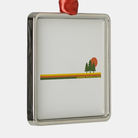 Ornement Carré Argenté Parc provincial Manning Pine Trees Soleil (Droite)