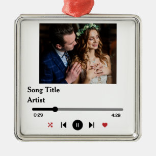 Ornement Carré Argenté Paroles Personnalisées De Chanson Photo Pour Le Co
