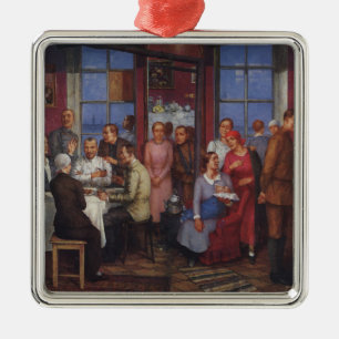 Ornement Carré Argenté Parti pour déménager dans un nouveau foyer