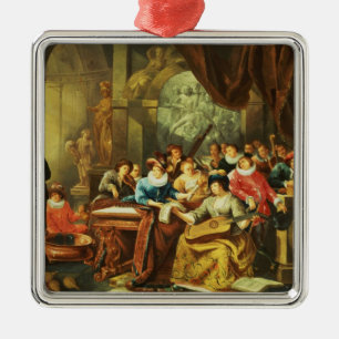 Ornement Carré Argenté Partie de musique dans un intérieur somptueux ave