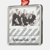 Ornement Carré Argenté Parties scintillant en argent de Noël personnalisé (Gauche)