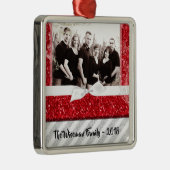 Ornement Carré Argenté Parties scintillant rouge de Noël personnalisée (Droite)