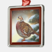 Ornement Carré Argenté Partridge de Noël 1 (Gauche)