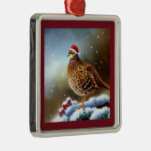 Ornement Carré Argenté Partridge de Noël 2 (Droite)