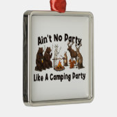 Ornement Carré Argenté Pas de fête comme une fête de camping (Droite)