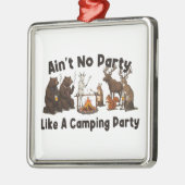 Ornement Carré Argenté Pas de fête comme une fête de camping (Gauche)