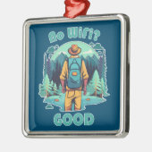 Ornement Carré Argenté Pas de Wifi Bon Backpacker (Gauche)