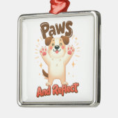 Ornement Carré Argenté Pâtes Et Refléter Le Chien Mignonne (Gauche)