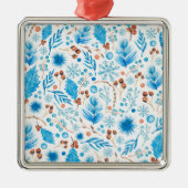 Ornement Carré Argenté Patterns bleus (Devant)