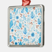 Ornement Carré Argenté Patterns bleus (Gauche)