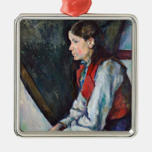Ornement Carré Argenté Paul Cezanne - Garçon au gilet rouge