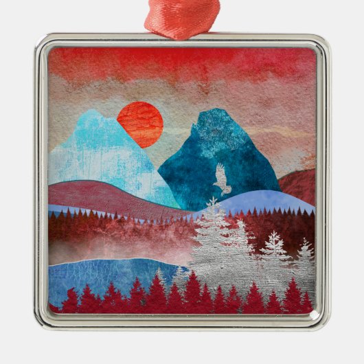 Ornement Carré Argenté Paysage de l'aigle d'argent (Devant)