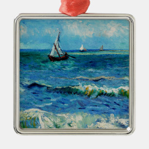 Ornement Carré Argenté Paysage marin aux Saintes-Maries Beaux-Arts