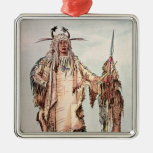 Ornement Carré Argenté Pe-Toh-Pipi-Baiser indien Blackfoot, les nervures