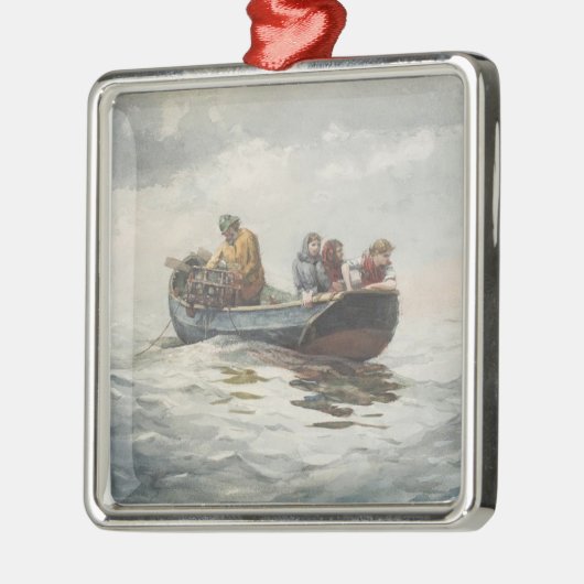 Ornement Carré Argenté Pêche au crabe (par Winslow Homer) (Gauche)