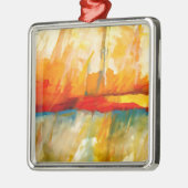 Ornement Carré Argenté Peinture Abstraite moderne (Gauche)