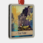 Ornement Carré Argenté Peinture de coucher du soleil de rivière de (Droite)