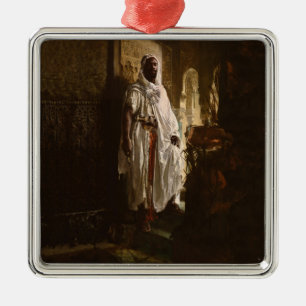 Ornement Carré Argenté Peinture en chef maure africaine Portrait