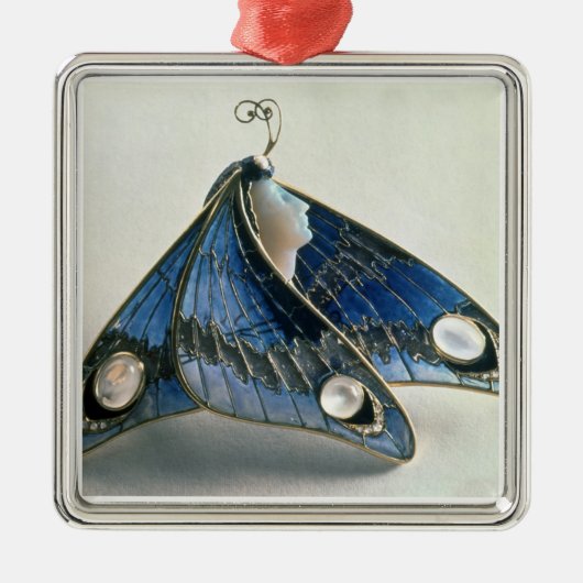 Ornement Carré Argenté Pendentif de Nouveau d'art sous la forme un (Devant)