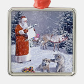 Ornement Carré Argenté Père Noël (Devant)