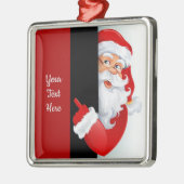 Ornement Carré Argenté Père Noël rouge et blanche personnalisée (Gauche)
