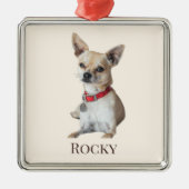 Ornement Carré Argenté Personalized Dog Photo | Custom Pet Name  (Devant)
