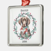 Ornement Carré Argenté Personalized German Shorthaired Pointer Christmas (Gauche)
