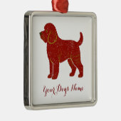 Ornement Carré Argenté Personalized Golden Doodle Christmas Ornament (Droite)