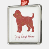 Ornement Carré Argenté Personalized Golden Doodle Christmas Ornament (Gauche)