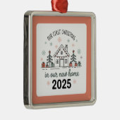 Ornement Carré Argenté Personalized Housewarming Keepsake (Droite)
