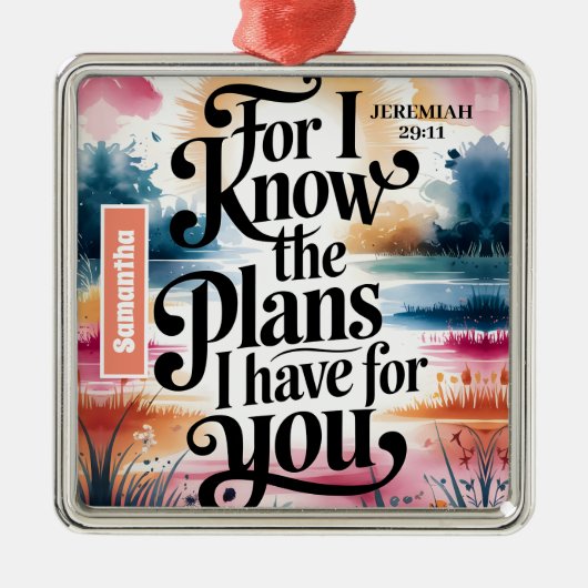 Ornement Carré Argenté Personnalisé Pour Je Connais Les Plans Christian (Devant)