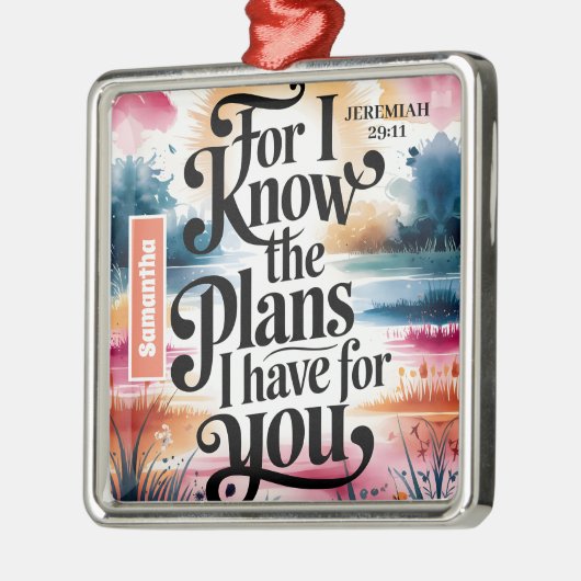 Ornement Carré Argenté Personnalisé Pour Je Connais Les Plans Christian (Gauche)