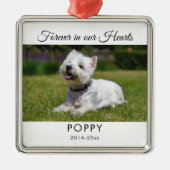 Ornement Carré Argenté Pet Memorial Forever dans nos coeurs Photo simple (Devant)