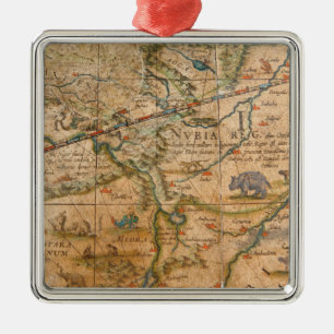 Ornement Carré Argenté Petit groupe de l'Afrique d'un globe