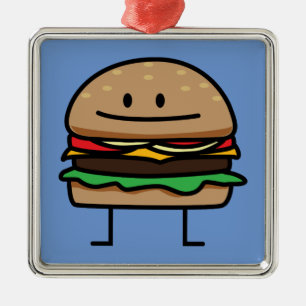 Ornement Carré Argenté Petit pain de fromage de boeuf de viande hachée