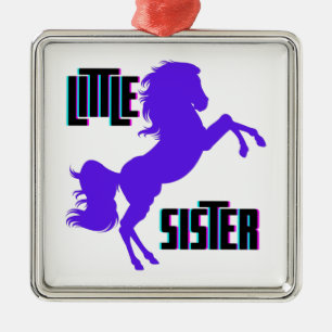 Ornement Carré Argenté Petite Soeur Poney Violet