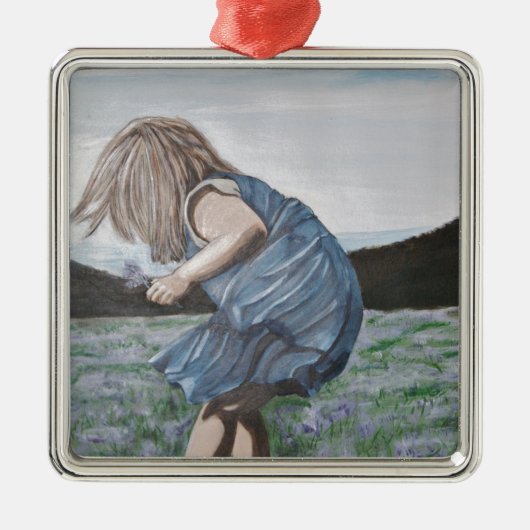 Ornement Carré Argenté Petits bouquets de cueillette (Devant)