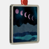 Ornement Carré Argenté Phases de lune rose Paysage (Droite)