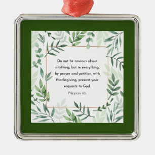 Ornement Carré Argenté Philippiens 4:6, Verse biblique,