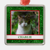 Ornement Carré Argenté Photo Cat (Devant)