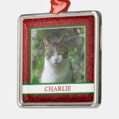 Ornement Carré Argenté Photo Cat (Gauche)