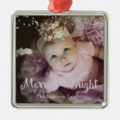 Ornement Carré Argenté Photo Customized Christmas Silver Dots Frame (Devant)