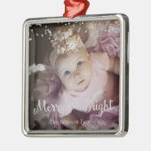 Ornement Carré Argenté Photo Customized Christmas Silver Dots Frame (Gauche)