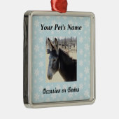 Ornement Carré Argenté Photo d'animal familier avec l'arrière - plan bleu (Droite)