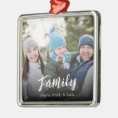 Ornement Carré Argenté Photo de Noël Elégante Simple Calligraphie Script (Gauche)