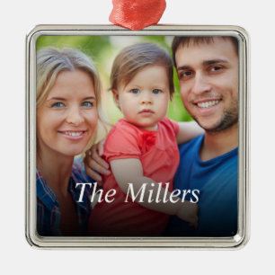 Ornement Carré Argenté Photo personnalisée Créez votre propre photo